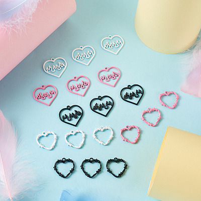 24Pcs 6 Style Spray Painted Zinc Alloy Pendants FIND-PJ0001-23-1