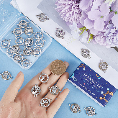 32Pcs 4 Styles Alloy Crystal Rhinestone Connector Charms FIND-SC0007-40-1