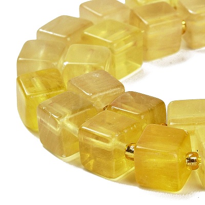 Natural Yellow Fluorite Beads Strands G-G053-B07-01-1