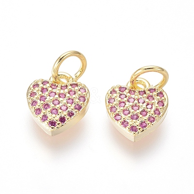 Brass Micro Pave Cubic Zirconia Charms X-ZIRC-I032-34G-1