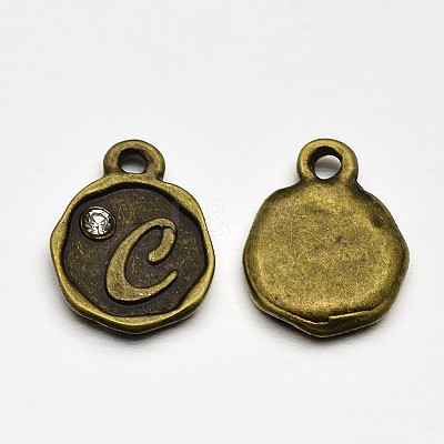 Antique Bronze Plated Alloy Rhinestone Charms ALRI-J152-C-NF-1
