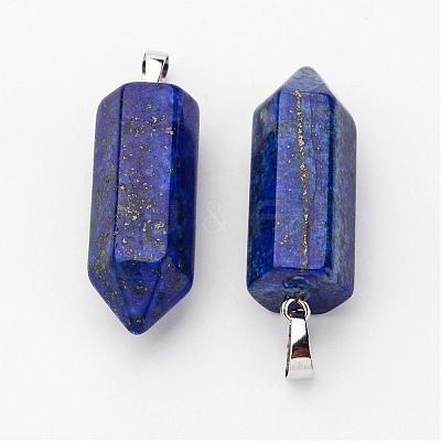 Brass Natural Lapis Lazuli Pendants G-O160-03E-1