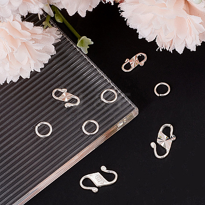 4Pcs 2 Size 925 Sterling Silver S-Hook Clasps FIND-BBC0002-74S-1
