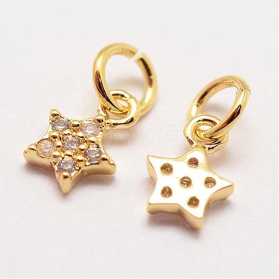 Brass Micro Pave Grade AAA Cubic Zirconia Charms ZIRC-G090-17G-NR-1