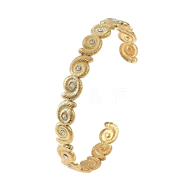 Ocean Theme 304 Stainless Steel & Cubic Zirconia Cuff Bangles for Women SA-CBA183D-13A-G-1