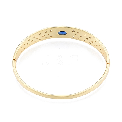 Cubic Zirconia Oval Hinged Bangle BJEW-G651-10G-02-1
