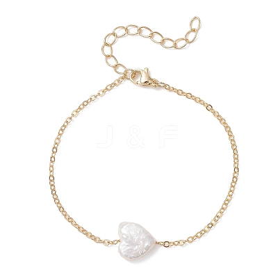 Natural Keshi Pearl Beads Link Bracelets BJEW-JB13171-1