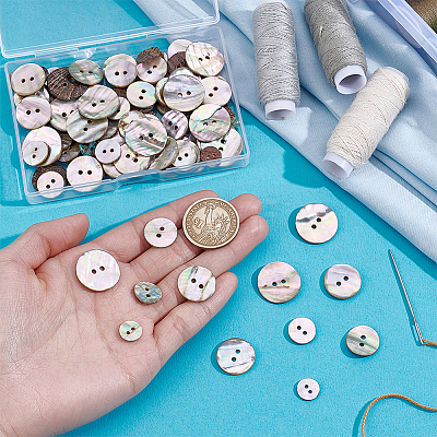 100Pcs 5 Styes 2-Hole Shell Buttons BUTT-PH0001-44-1
