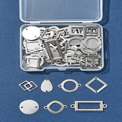 64Pcs 8 Styles 304 Stainless Steel Geometric Links/Connectors STAS-FS0002-02-1