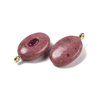 Natural Rhodonite & Cubic Zirconia Pendants X-G-Z076-01G-06-1