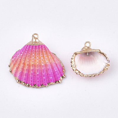 Spray Paint & Electroplate Sea Shell Pendants SSHEL-S262-07-1