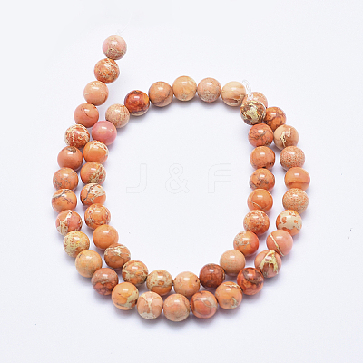 Natural Imperial Jasper Beads Strands G-A175B-8mm-07-1