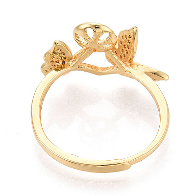 Butterfly Brass Micro Pave Clear Cubic Zirconia Adjustable Ring Settings KK-T076-30G-1