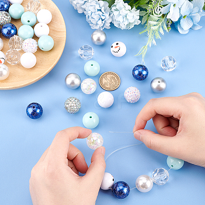 1 Set Mixed Style Acrylic Round Beads Sets SACR-PH0001-52G-1