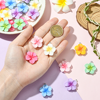 28Pcs 7 Colors Opaque Resin Pendants FIND-SC0019-46-1