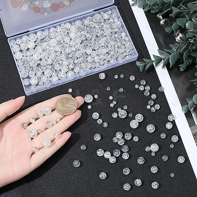 450Pcs 4 Styles Spray Painted Crackle Glass Beads CCG-PA0001-09A-1