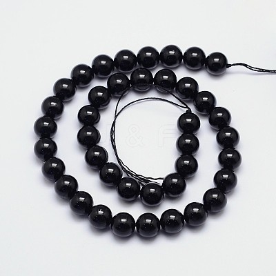 Natural Black Tourmaline Round Bead Strands G-I160-01-8mm-1