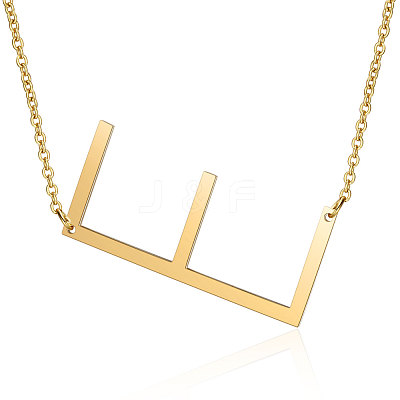 201 Stainless Steel Initial Pendants Necklaces NJEW-S069-JN004D-E-1