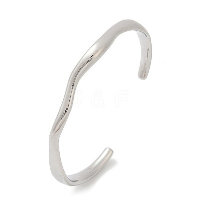 304 Stainless Steel Open Cuff  Bangles for Women BJEW-R019-03P-01-1