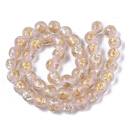 Handmade Gold Sand Lampwork Bead Strands FOIL-T003-01G-1