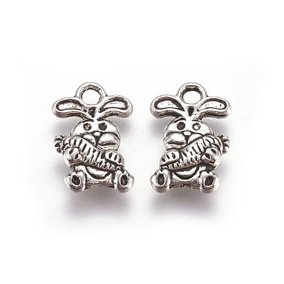 Tibetan Style Rabbit Alloy Charms TIBEP-A14170-AS-RS-1