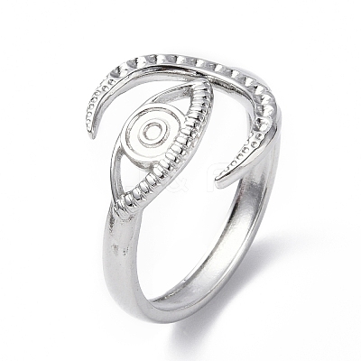 Tarnish Resistant 304 Stainless Steel Open Cuff Ring Finding X-RJEW-C046-05P-1