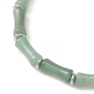 Natural Green Aventurine Bamboo Beaded Stretch Bracelets BJEW-TA00300-1