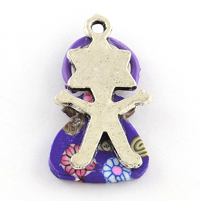 Handmade Zinc Alloy Polymer Clay Little Girl Pendants X-CLAY-Q222-03-1