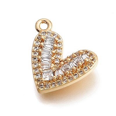 Valentine's Day Brass Micro Pave Clear Cubic Zirconia Pendants CU-K001-09G-1