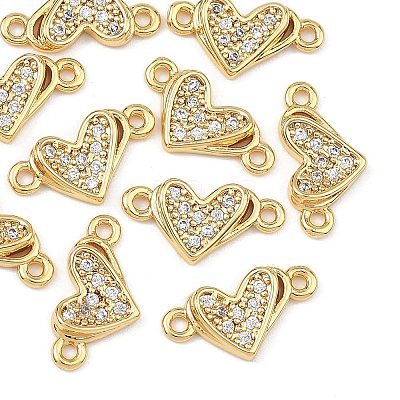 SHEGRACE Brass Micro Pave Clear Cubic Zirconia Connector Charms XGRQ3P757-597G-1