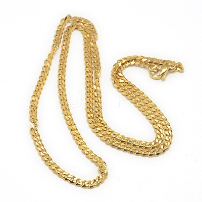Trendy Men's 201 Stainless Steel Curb Chain Necklaces X-NJEW-L043A-42G-1