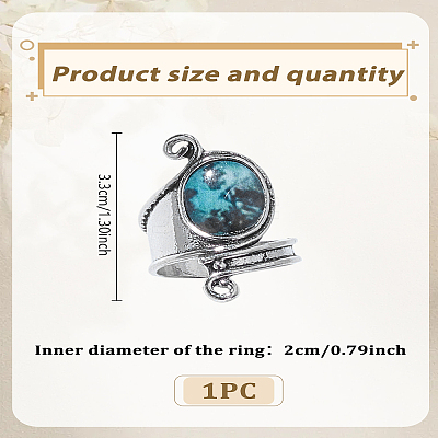 1Pc Oval Bohemian Synthetic Turquoise Finger Rings RJEW-LP0005-05-1
