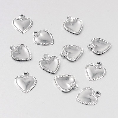 Non-Tarnish Heart 316 Surgical Stainless Steel Filigree Charms X-STAS-M258-10-1