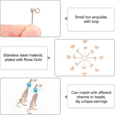30Pcs 304 Stainless Steel Ball Stud Earring Post STAS-UN0028-92-1