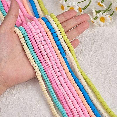 10 Strands 10 Colors Handmade Polymer Clay Beads Strands CLAY-SZ0001-97-1