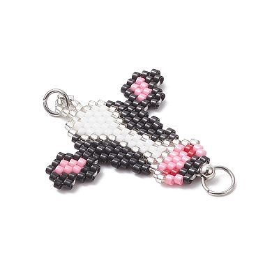 Glass Seed Beaded Links Connector Charms PALLOY-MZ01045-1