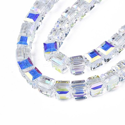 Electroplate Transparent Glass Beads Strands EGLA-N002-17C-B01-1
