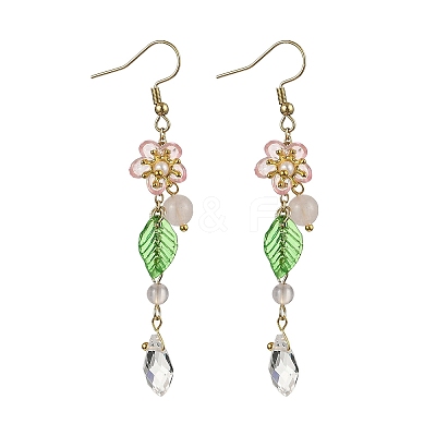 Amethyst/Green Aventurine/Lemon Jade/Synthetic Turquoise/Rose Quartz & Acrylic Dangle Earrings EJEW-JE06196-1