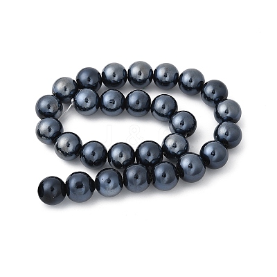 Electroplate Round Pearlized Glass Pearl Beads Strands EGLA-U002-01A-1