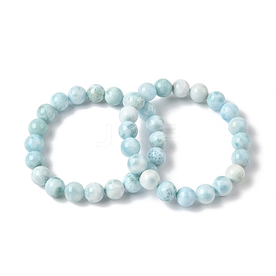 Round Natural Hemimorphite Beaded Stretch Bracelets for Men Women BJEW-B136-01C-1