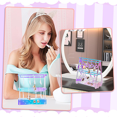 Transparent Acrylic Earring Display Stands EDIS-HY0001-02-1