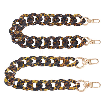 2Pcs 2 Styles Acrylic Leopard Print Curb Chain Purse Chains FIND-TA0009-67-1