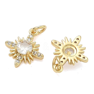 Brass Micro Pave Clear Cubic Zirconia Pendants KK-D229-13G-1