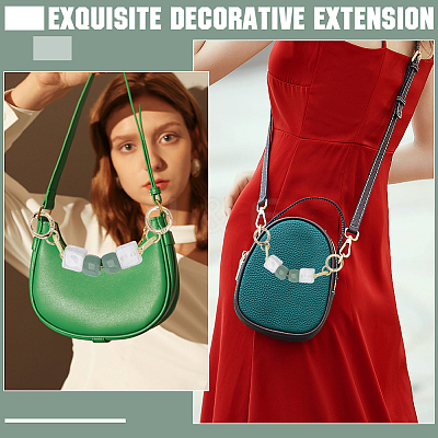 2Pcs Square Resin Beaded Bag Extension Chains PURS-GF0001-07A-1