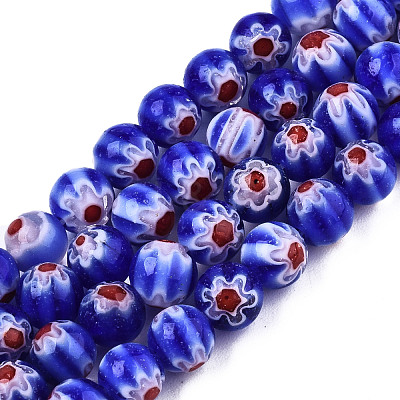 Round Millefiori Glass Beads Strands LK-P001-33-1