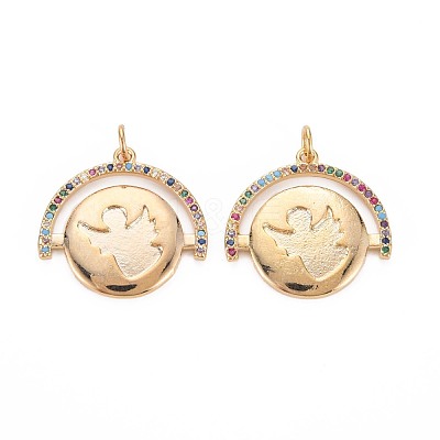 Brass Micro Pave Colorful Cubic Zirconia Enamel Settings KK-S364-113-1