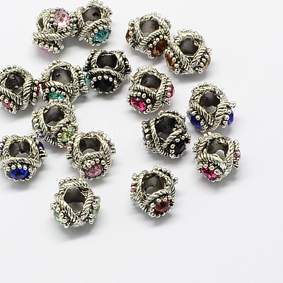Alloy Rhinestone European Beads MPDL-R036-10-1