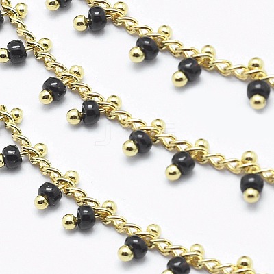 3.28 Feet Handmade Glass Beaded Chains X-CHC-I026-H-06G-1
