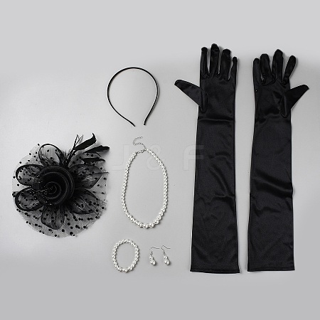 Mesh Veil Hair Bands OHAR-WH0042-10B-1
