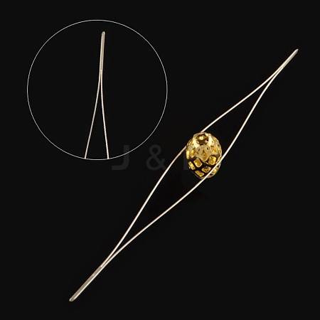 Iron Collapsible Big Eye Beading Needles X-ES001Y-S-75mm-01-1
